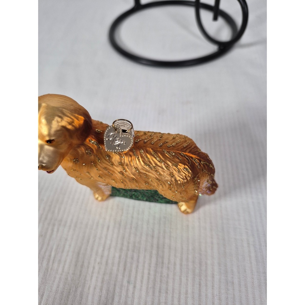 Old World Christmas Golden Retriever Dog Blown Glass Ornament With Glitter - Picture 5 of 7